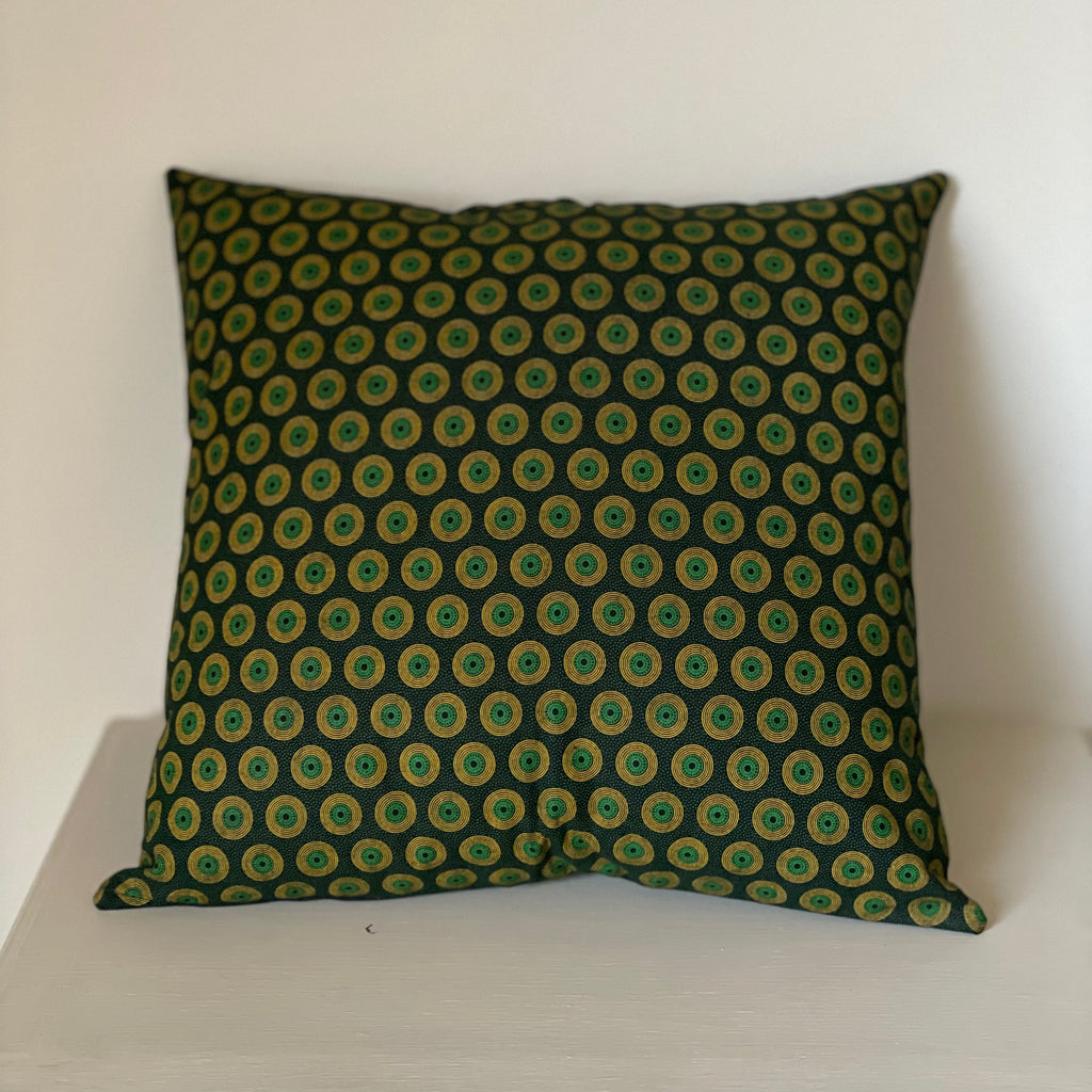 Cushion - Green Shweshwe Circles/Discs-baesha